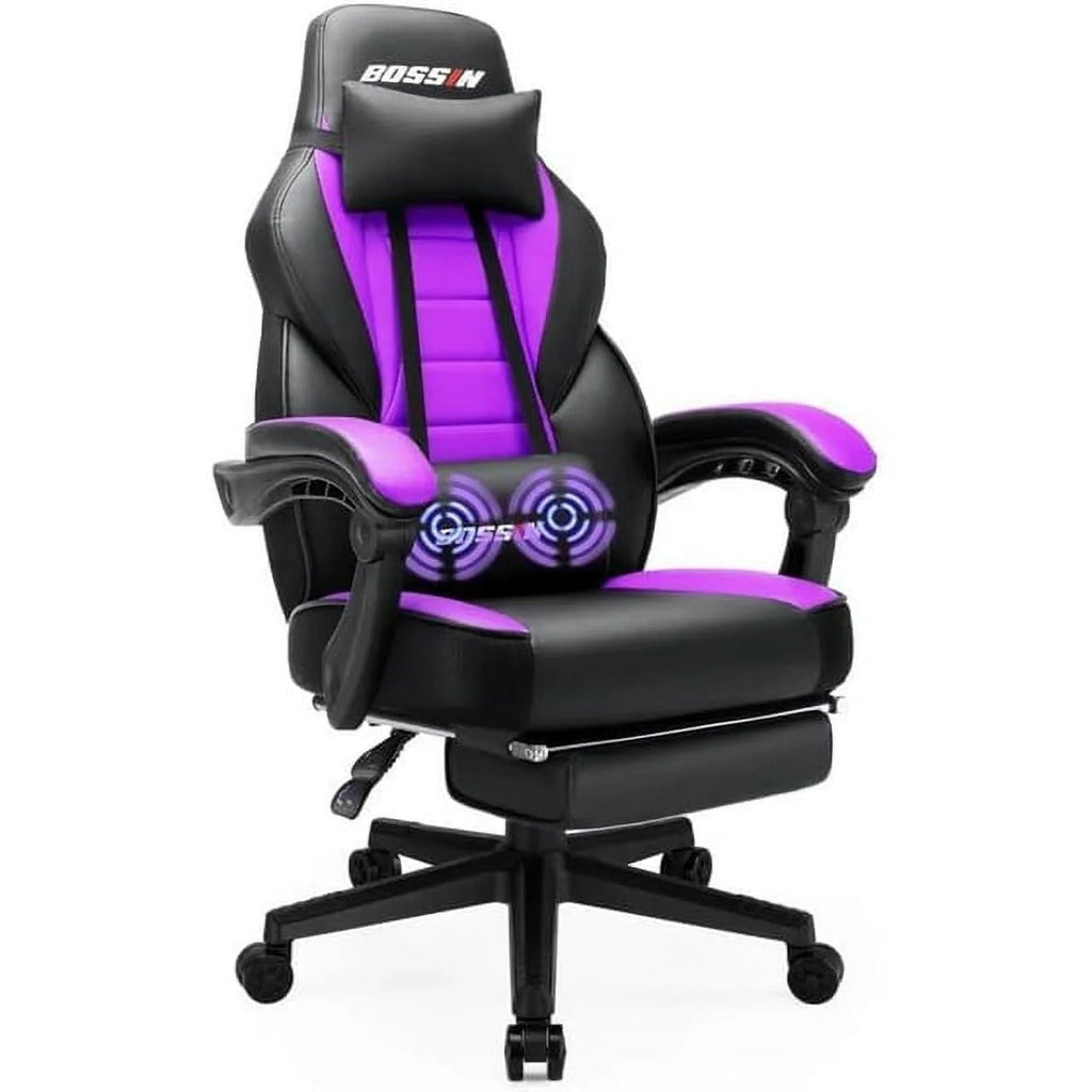 Gaming Chair with Footrest and Lumbar Support V9769