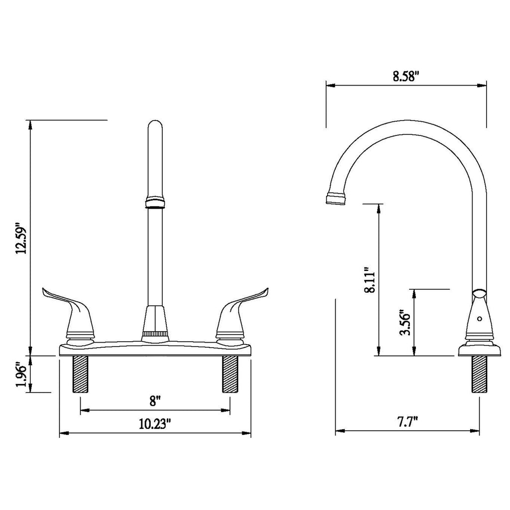 Two Handle High Arc Kitchen Faucet Chrome Finish T194