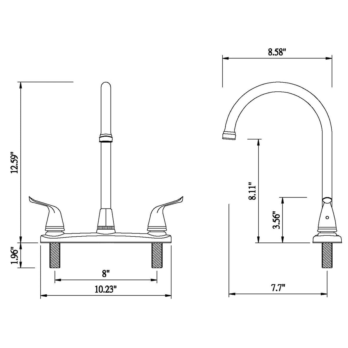 Two Handle High Arc Kitchen Faucet Chrome Finish T194