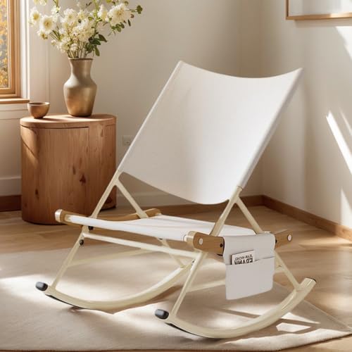 Folding Outdoor Rocker Chair with Side Pocket Carry Bag White E519840