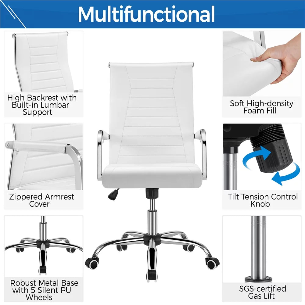 White Faux Leather Office Chair F253