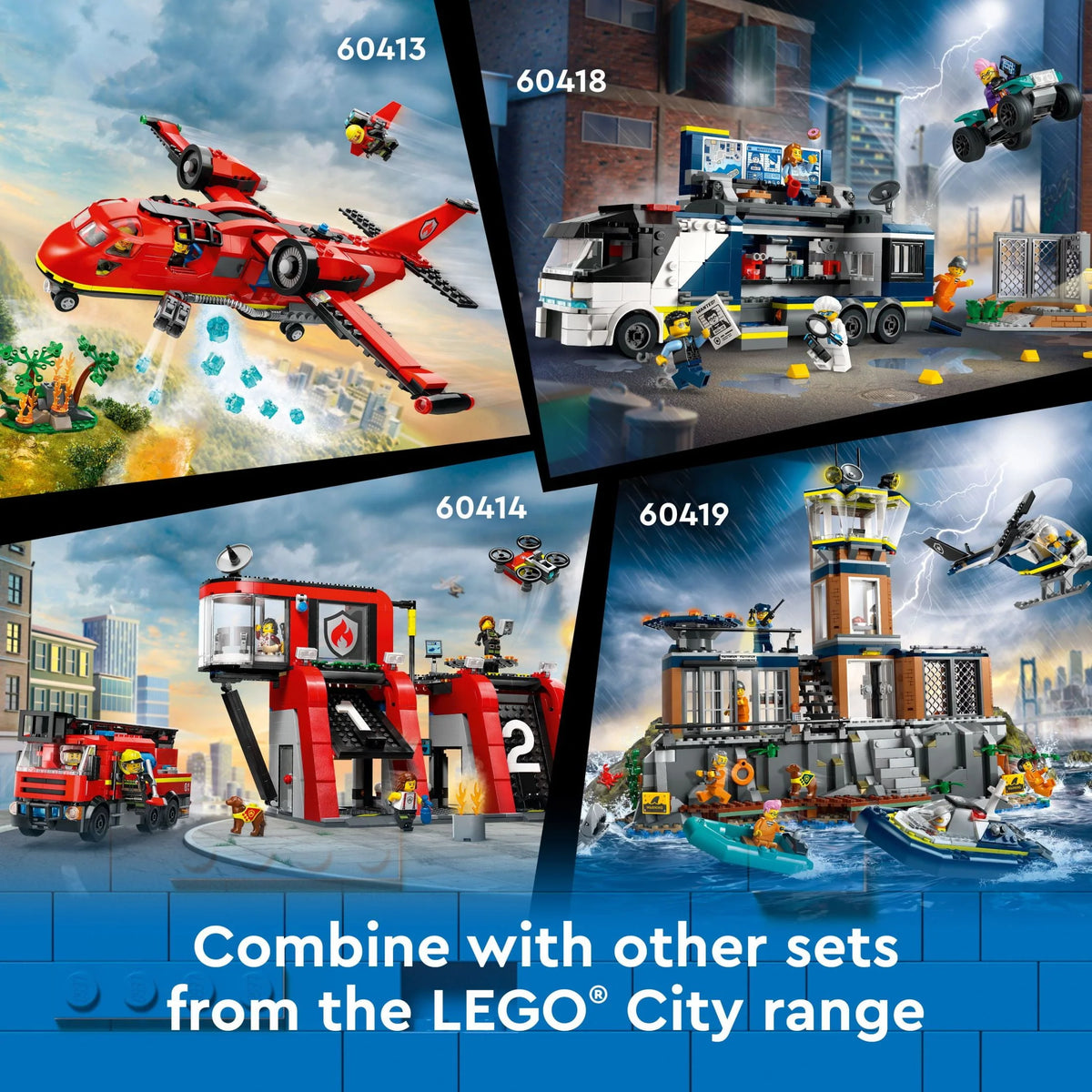 Police Truck Toy with Quad Bike and Minifigures M931313