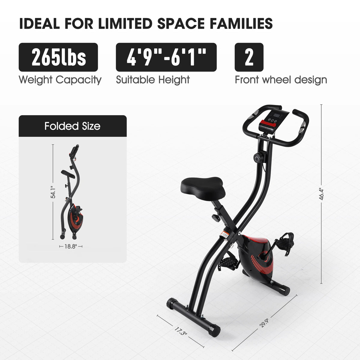 Folding Stationary Exercise Bike with LCD Monitor L703