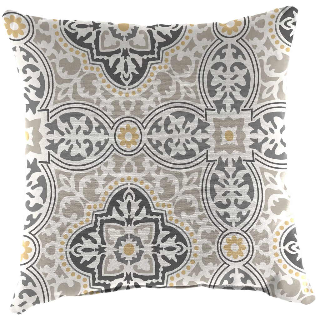 Grey Quatrefoil Square Outdoor Throw Pillow 2 Pack V97225