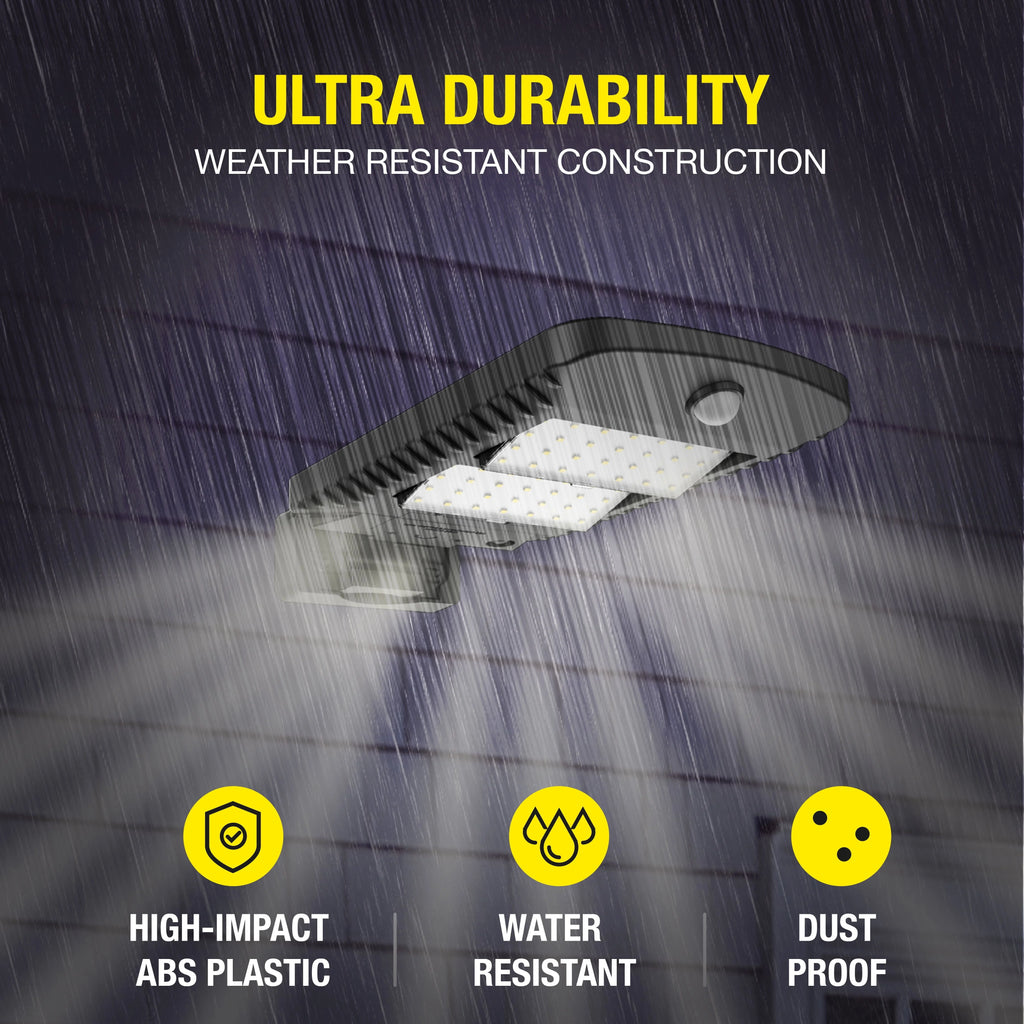 Solar Powered Motion Street and Area Light, Black, 120° Beam Angle D199940