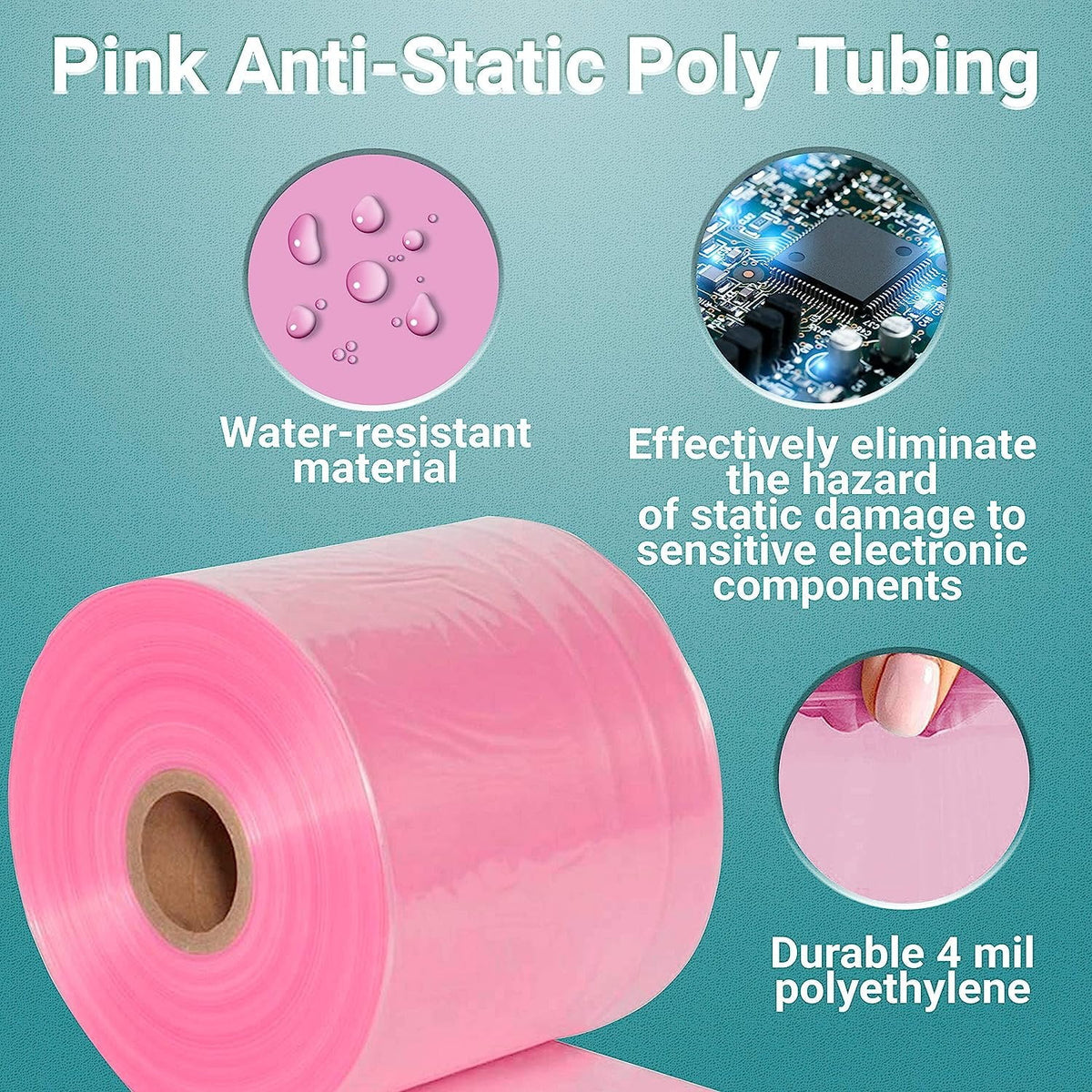 Pink Anti-Static Poly Tubing 24 X 1075 4 mil I4900