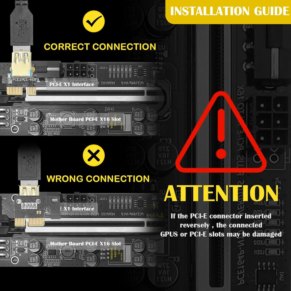 PCIE 1 to 4 Adapter Riser Card with 24 Inches USB 3.0 Cable, 5 Pack A224
