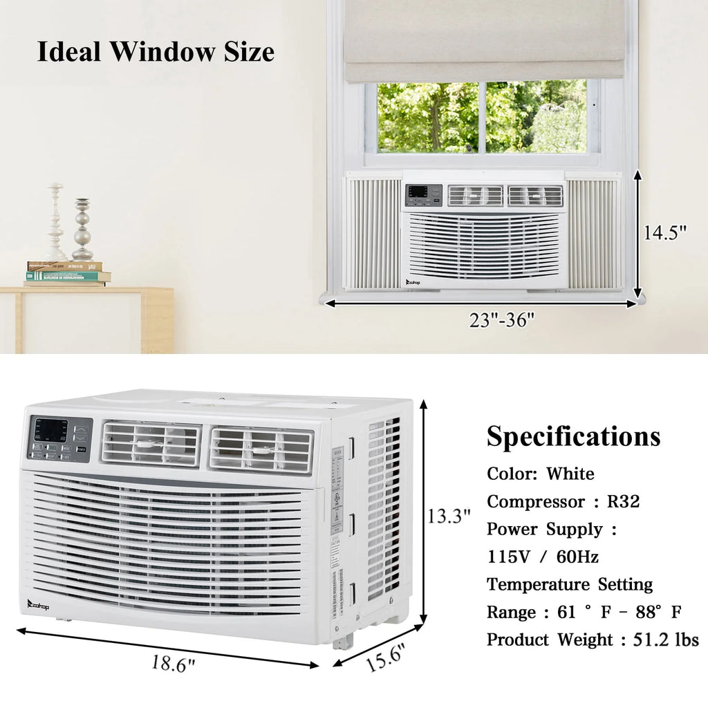 8000BTU 115V White Window Air Conditioner with Remote Control U41118