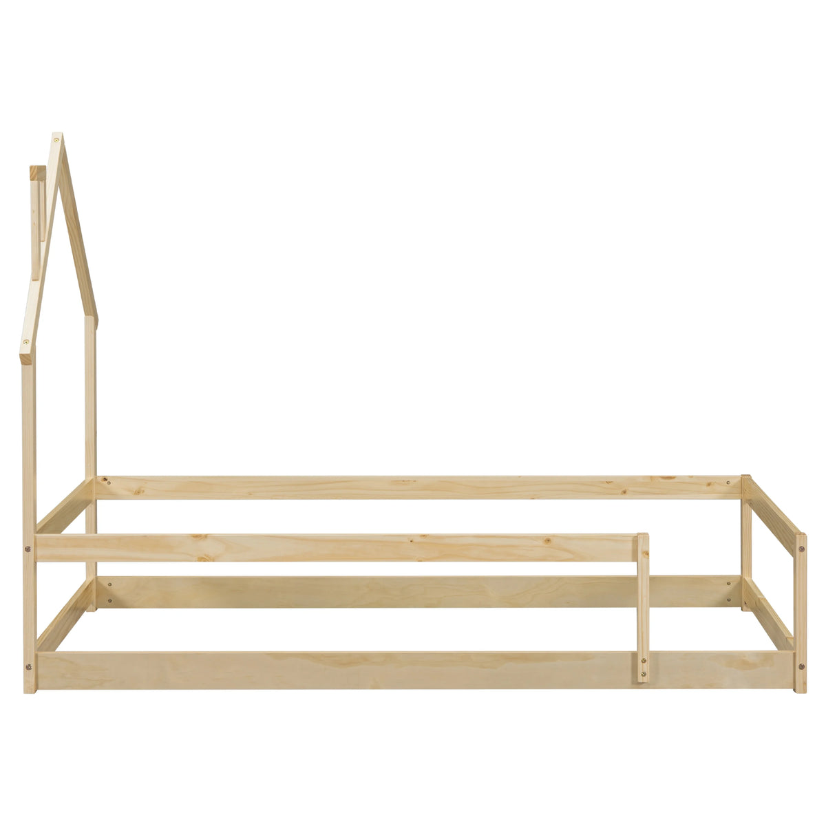 White Wood House Shape Headboard Twin Size Bed Frame P786160