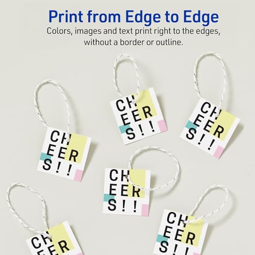 Square Printable Tags, White, Includes String, Laser/Inkjet Printable, 200 Total L216263