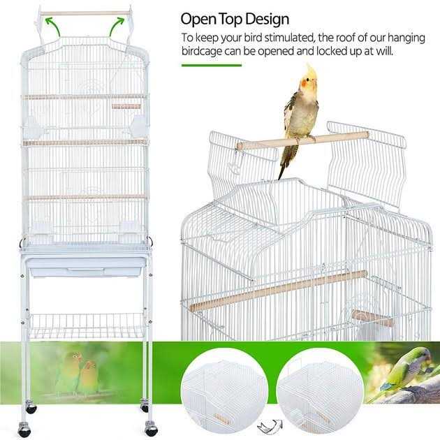 Large Rolling Metal Bird Cage with Stand A726