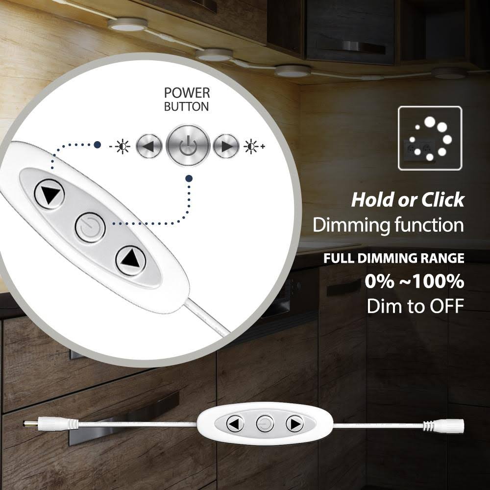 Dimmable Warm White LED Cabinet Lights Pack of 12 B26002