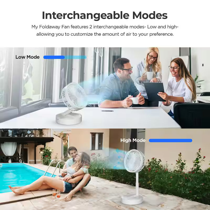 2-in-1 Adjustable Height Foldable Portable Fan U46486