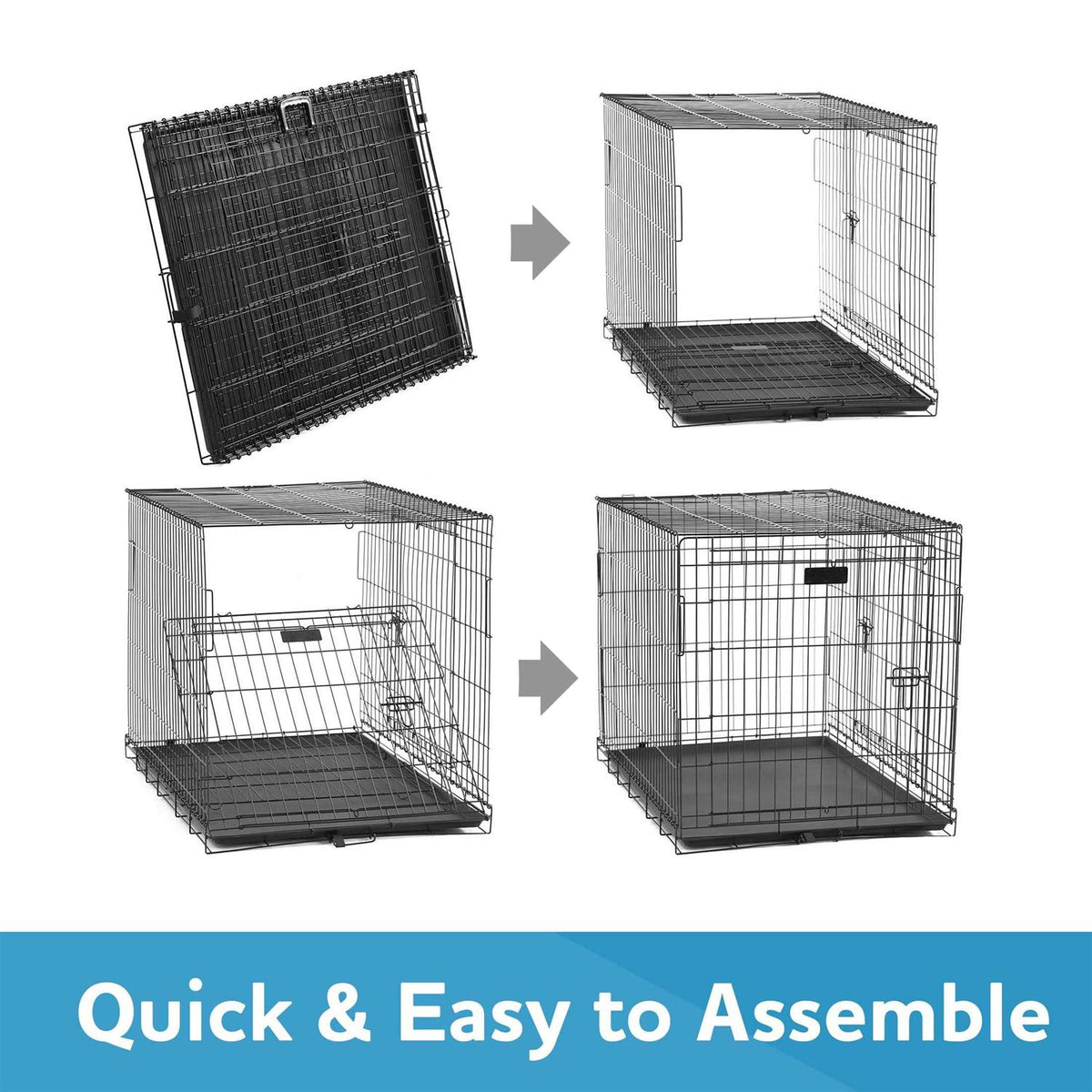 Double Door Folding Wire Dog Crate with Divider A6619