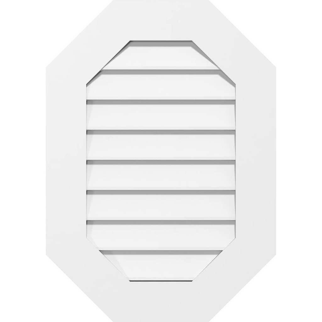 12x22W x 32x22H Vertical Elongated Octagon Surface Mount PVC Gable Vent O385