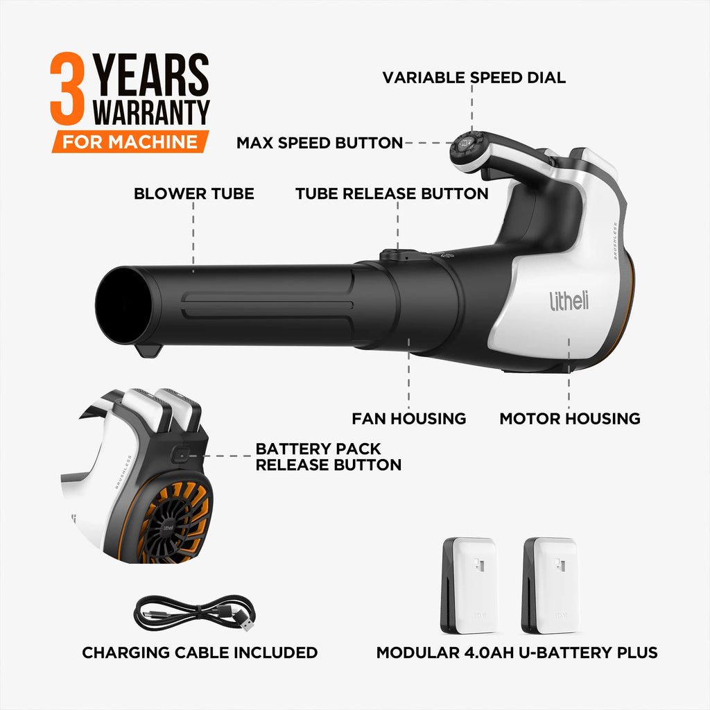 2x20V 560CFM Brushless Electric Leaf Blower with 4.0Ah Battery U455537
