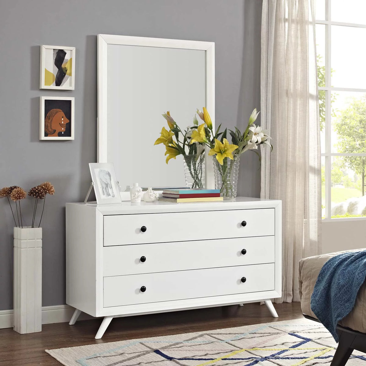 White Dresser and Mirror V192