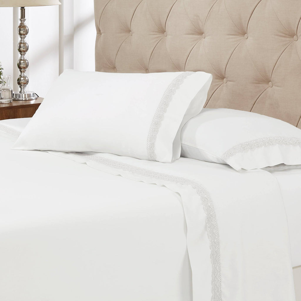 California King Size White 4 Piece Sheet Set Q196666