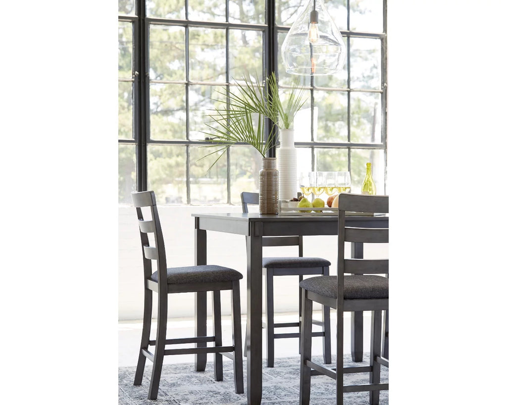 Counter Height Dining Table and Bar Stools Set of 5 Gray S39333