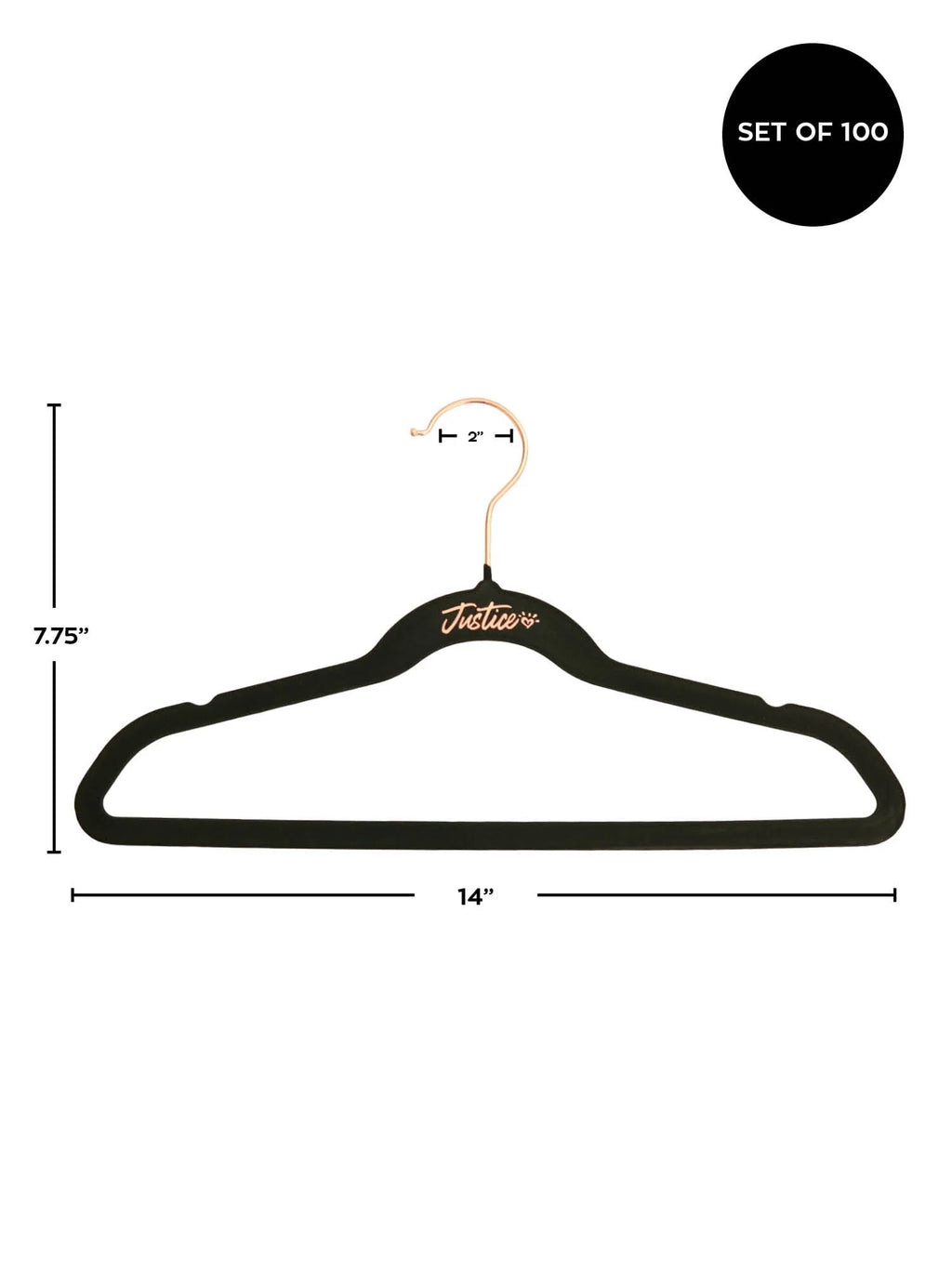 Black Velvet 100 Pack Non-Slip Swivel Hook Clothes Hangers F363606