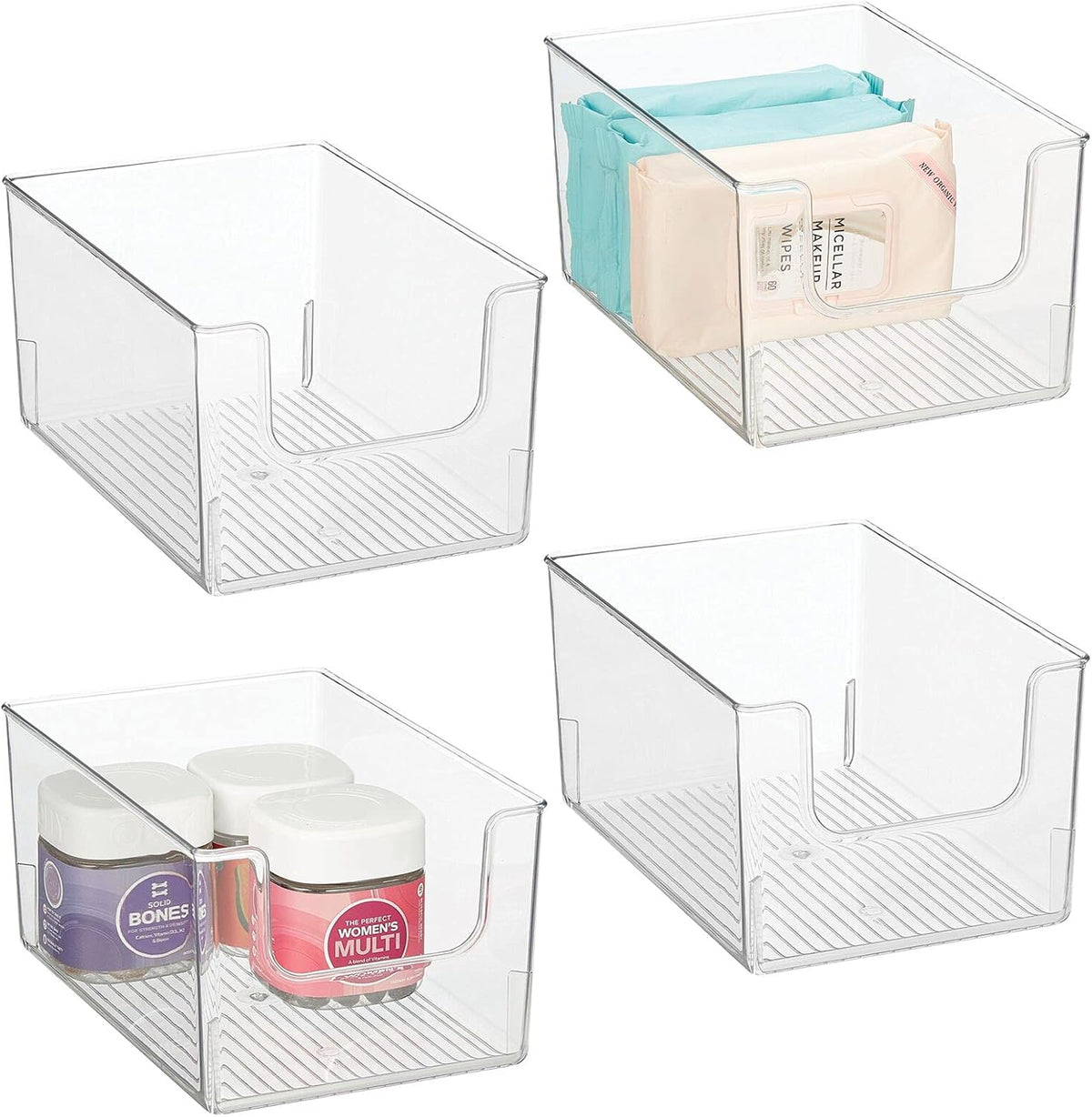 Clear 8 Pack Plastic Open Front Storage Organizer Basket Bin A25319