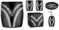 Black 6 Piece Bathroom Accessory Set V4636