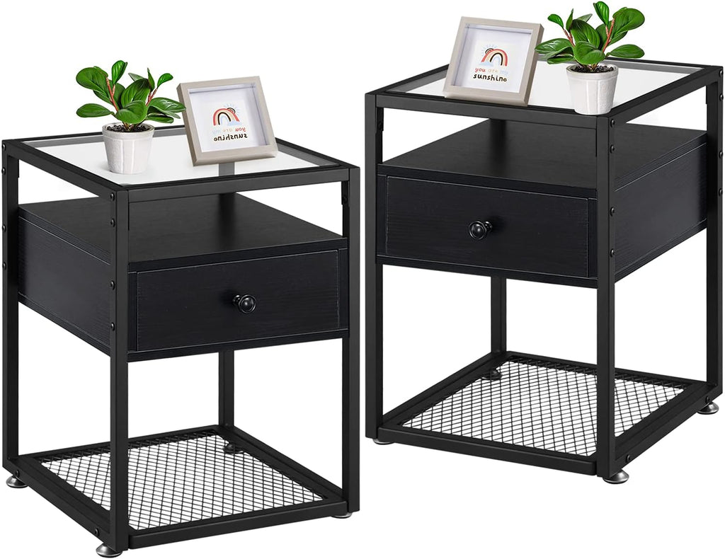 Brown Nightstand with Drawer and Shelf, Set of 2 Z619594