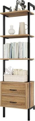 Tall Bookshelf with 2 Fabric Drawers and 4 Tier Open Shelves N892