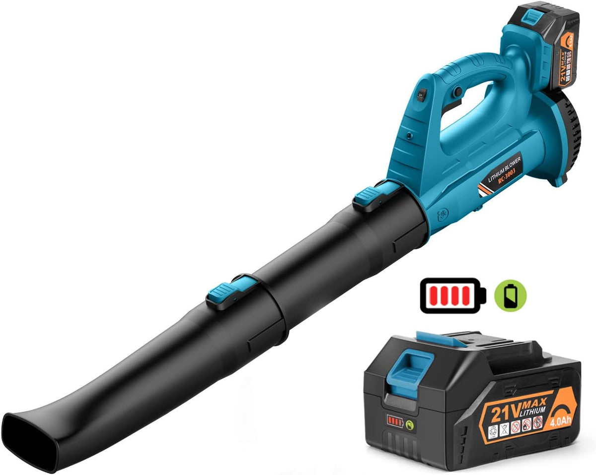 Cordless Leaf Blower, 320 CFM 150 MPH Battery Powered with Battery and Charger H7244