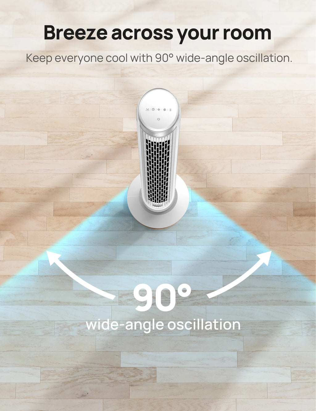 White 40 Inch Oscillating Tower Fan with Remote N4254