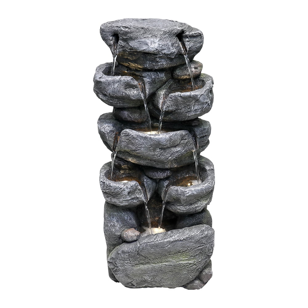 Stacked Rock Fountain with LED Lights B79089