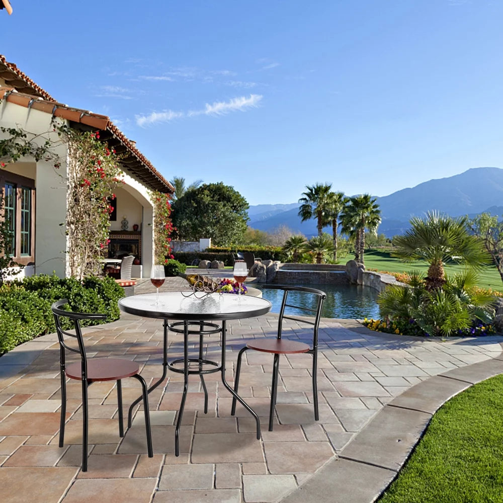 Round Glass Outdoor Dining Table D958988