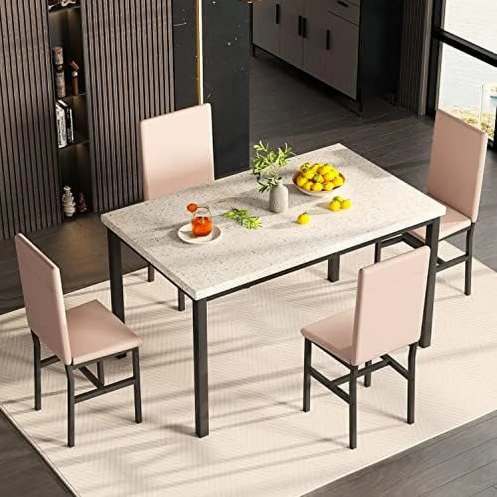 5-Piece Faux Marble Kitchen Table & Chair Set K895
