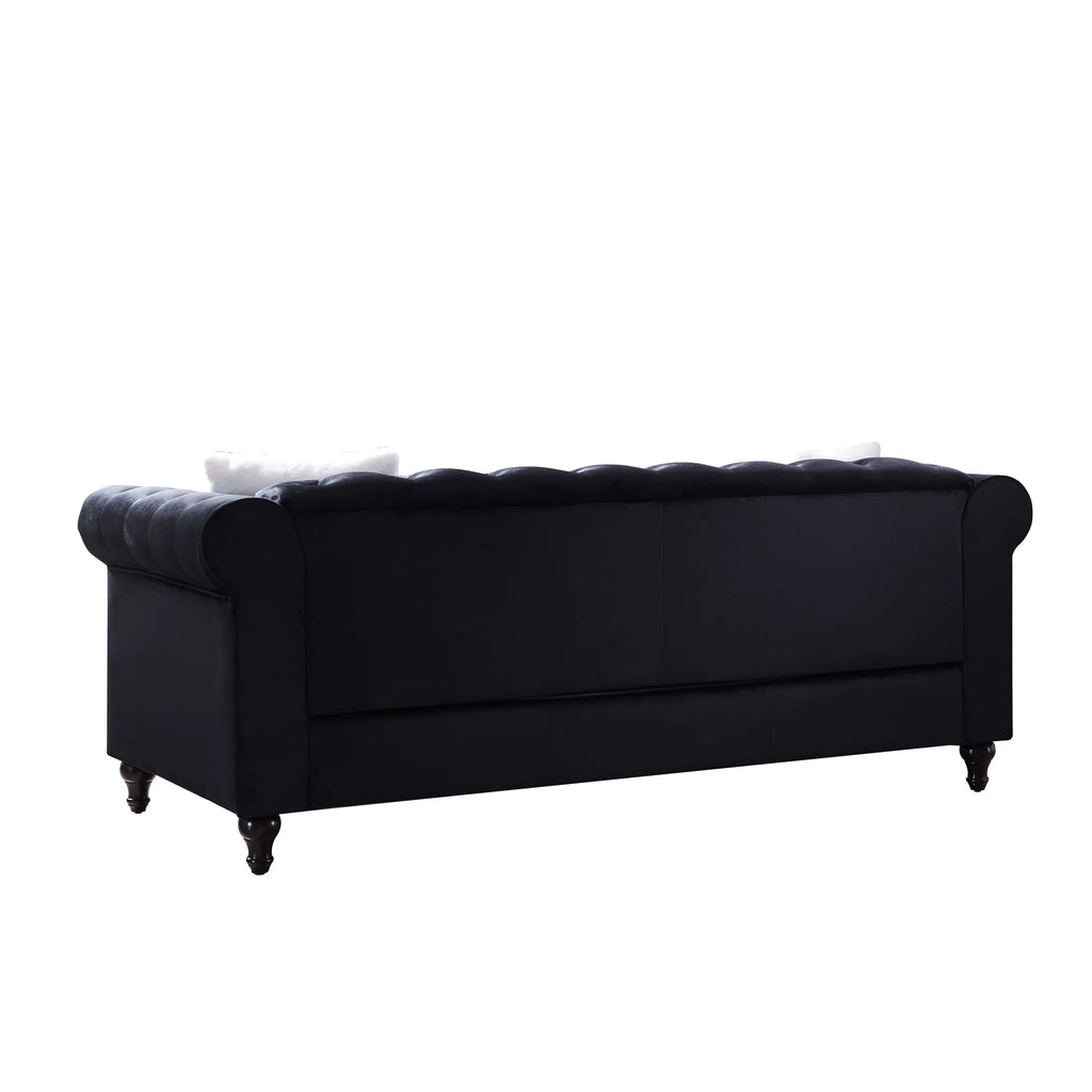 Black 2 Piece Sofa Set with 4 White Pillows H992916