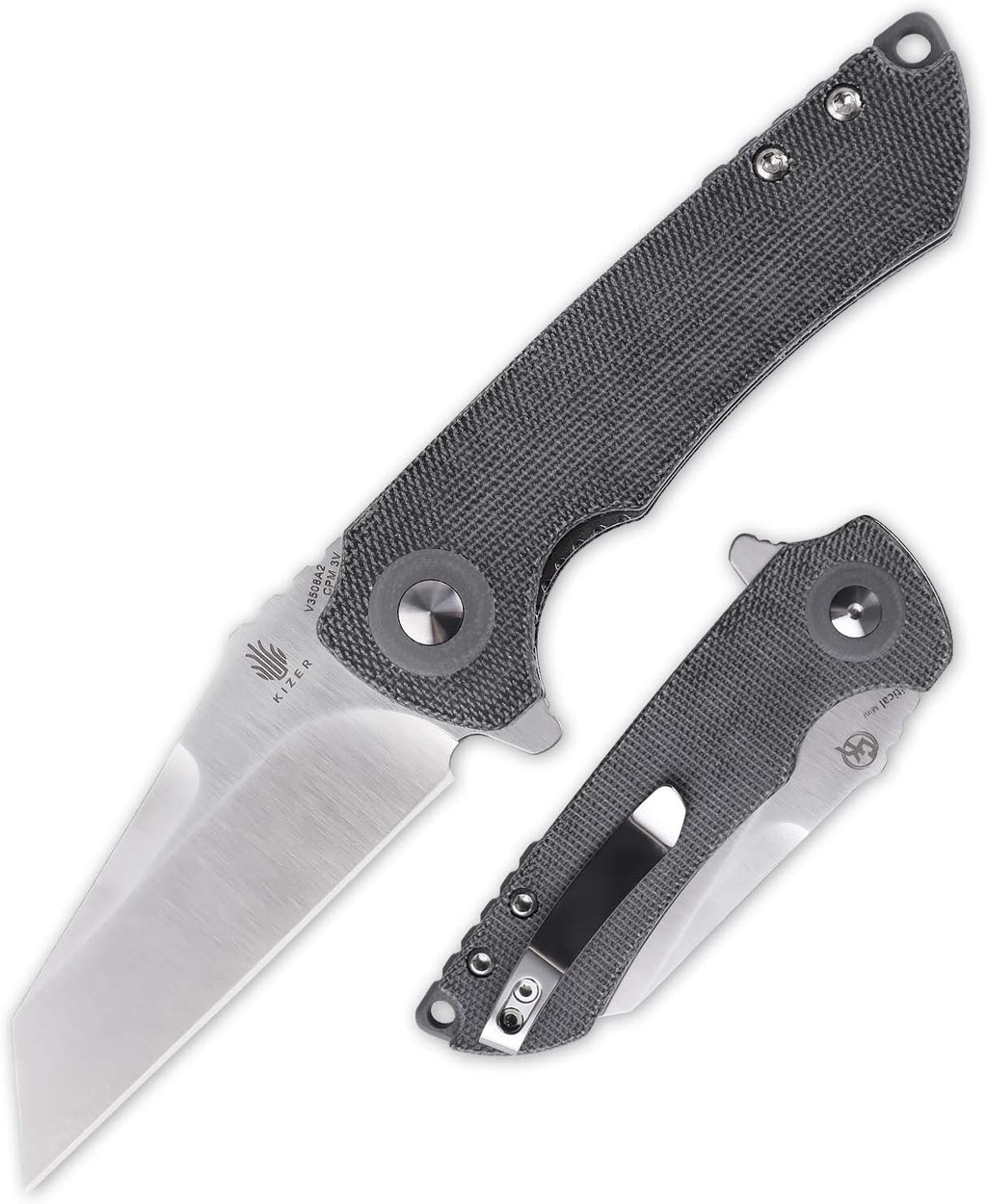Pocket Knife with 2.98 Inches CPM-3V Wharncliff Blade Micarta Handle K23357