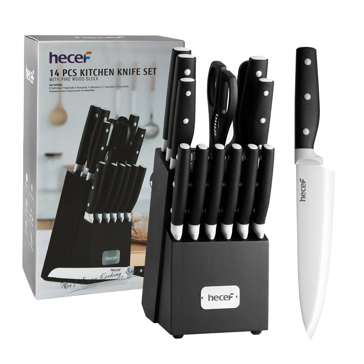 14 Pcs High Carbon Stainless Steel Knife Block Set S96066