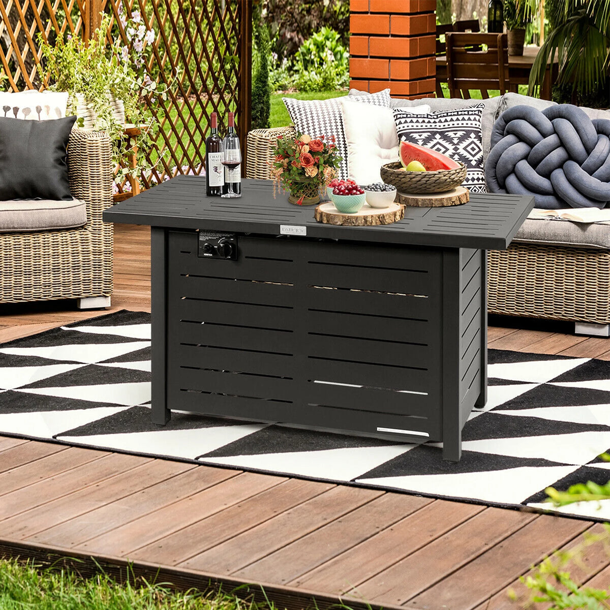 42'' Rectangular Propane Gas Fire Pit Outdoor Table with Cover P442891