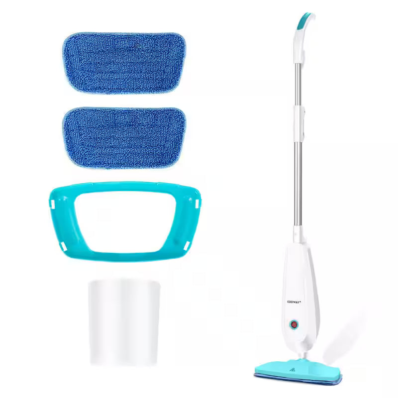 1100-Watt Electric Steam Mop with Water Tank White and Green Q1348