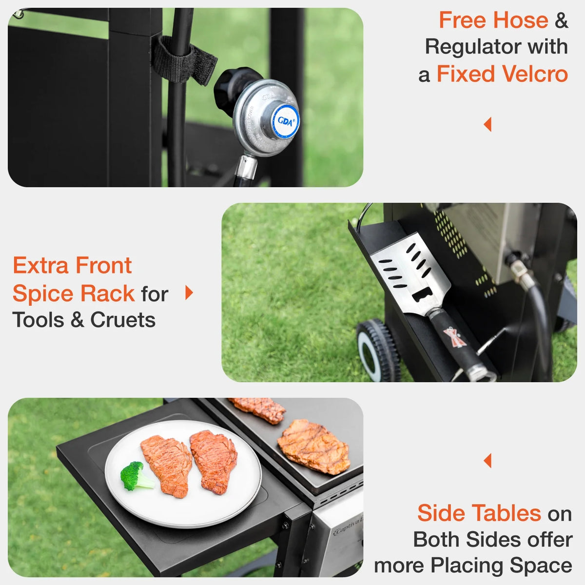 2-Burner Propane Grill and Griddle Cooking Station with Side Shelves Black K798