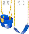 High Back Full Bucket Swing and Heavy-Duty Swing Seat with Carabiners - Red C109855