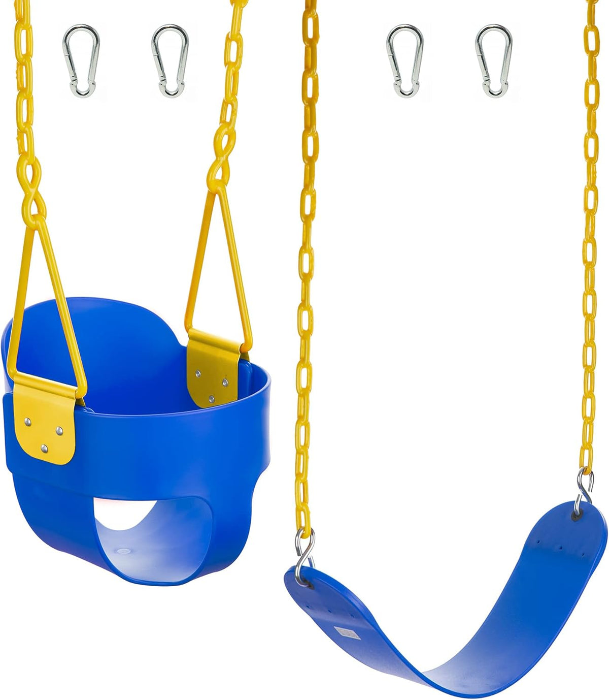 High Back Full Bucket Swing and Heavy-Duty Swing Seat with Carabiners - Red C109855
