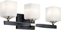 3 Light Vanity Light with Satin Etched Cased Opal Glass in Black L314575
