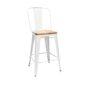 4 Pack 26" High Back Metal Bar Stools with Solid Ash Wood Seats F627