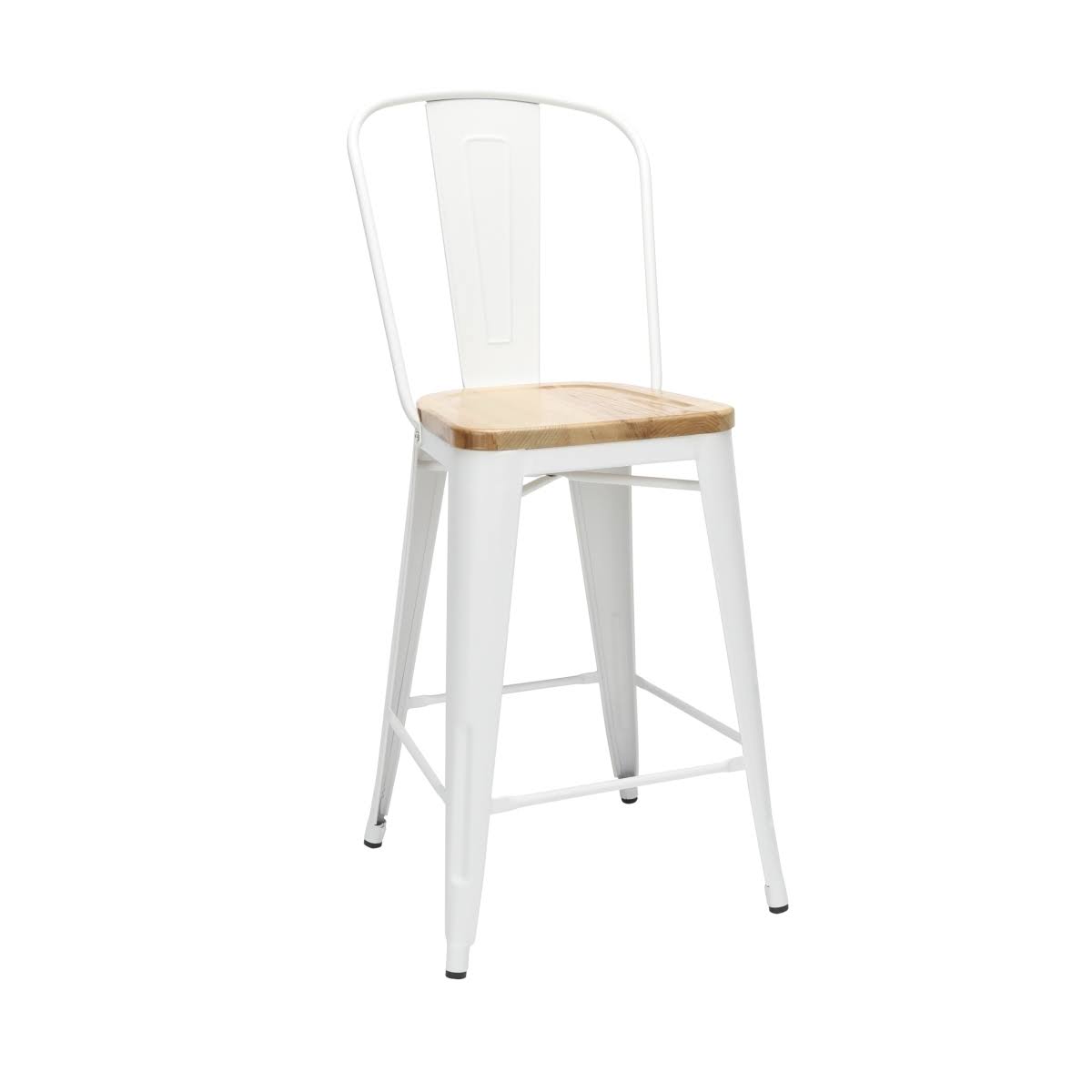 4 Pack 26" High Back Metal Bar Stools with Solid Ash Wood Seats F627