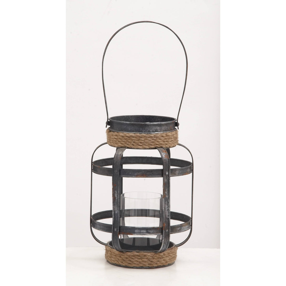 Metal Glass Rope Candle Lantern I7358