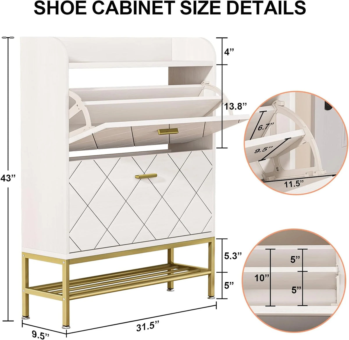 White Flip Drawer Shoe Cabinet A131257