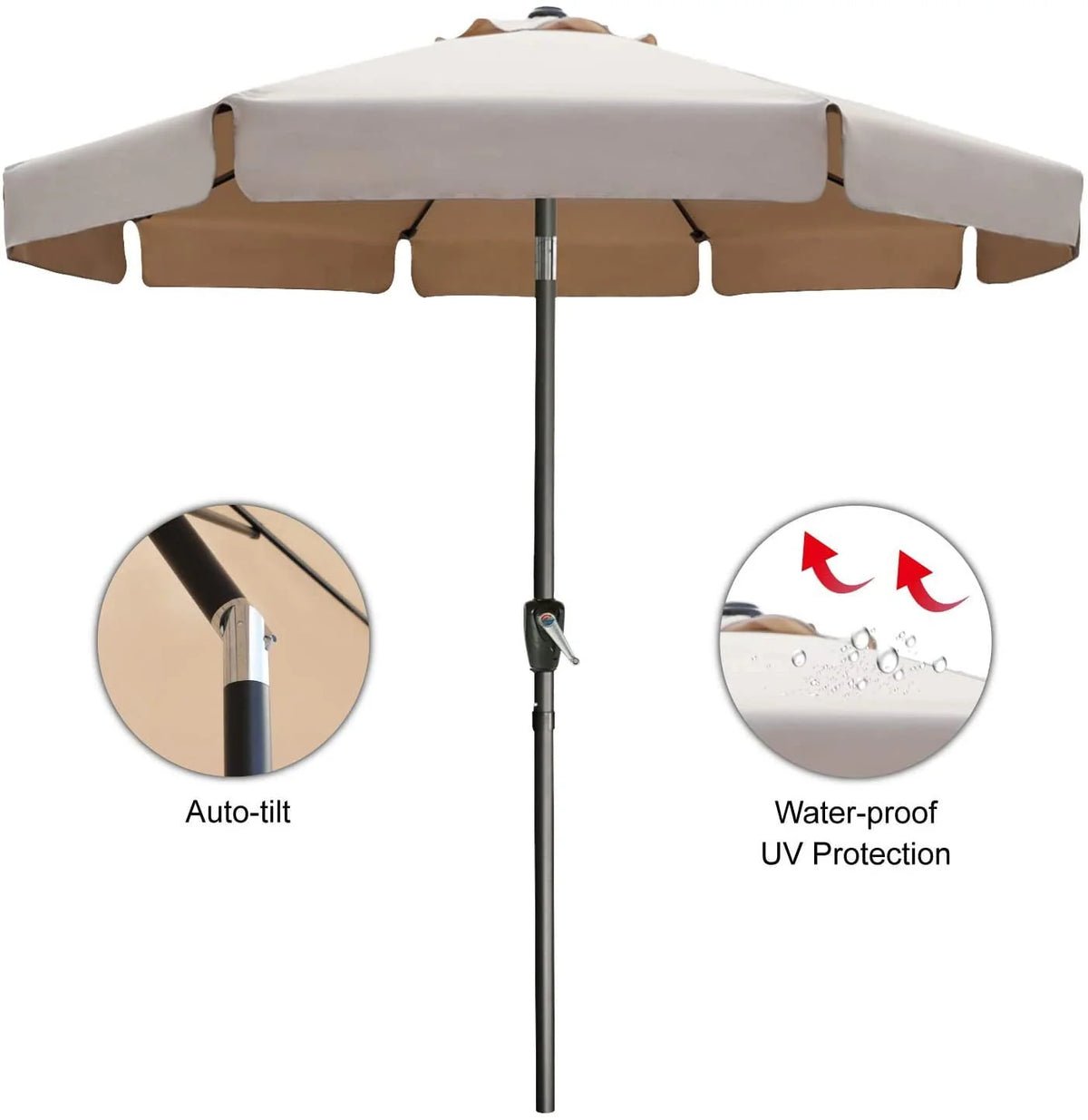 9ft Outdoor Market Patio Umbrella with Push Button Tilt W961