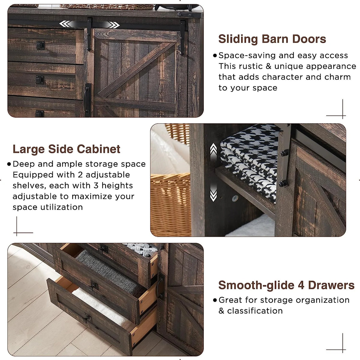 4 Drawer Light Rustic Oak Wood Dresser P7508