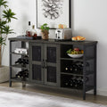 Dark Gray Wood Wine Cabinet with Storage A63783
