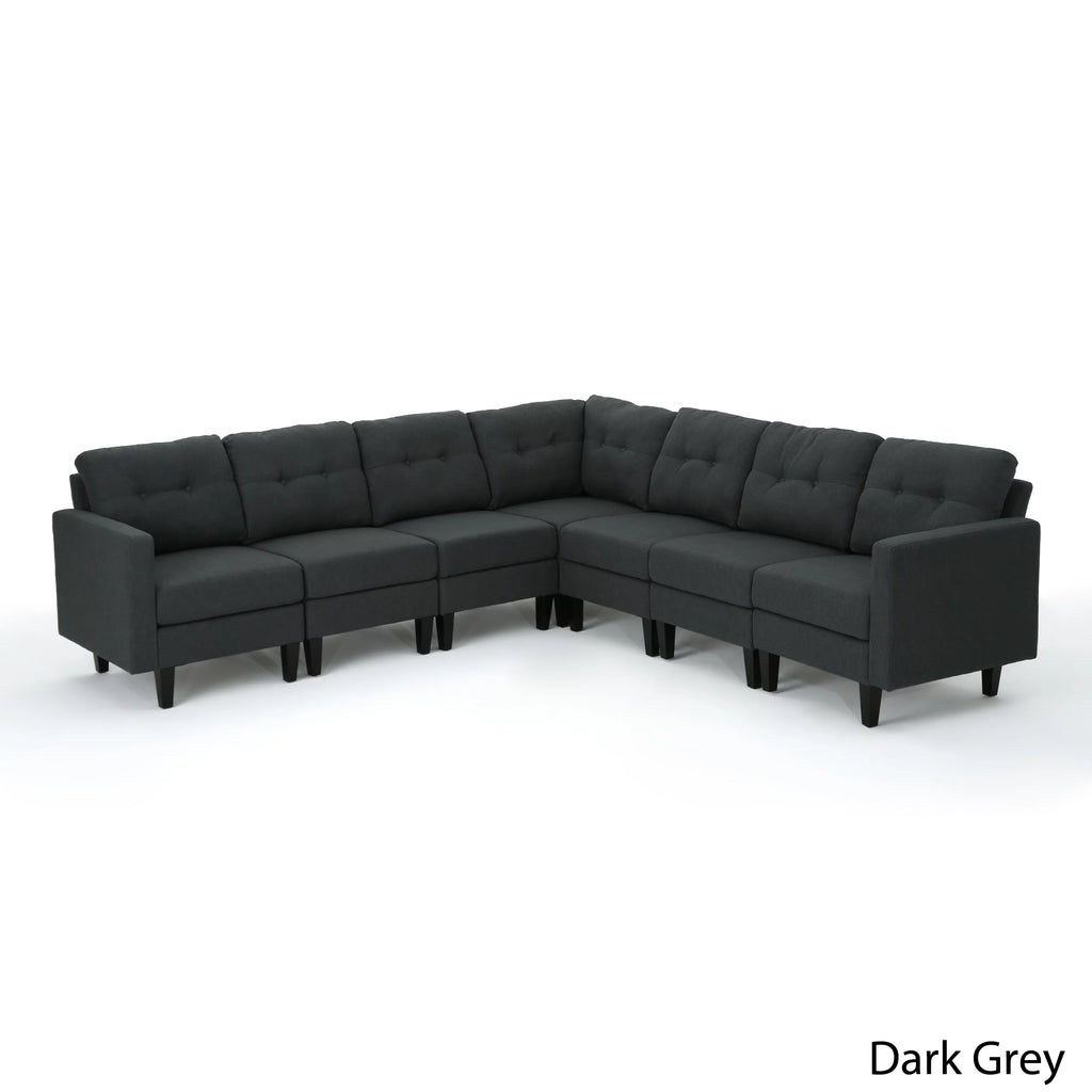 Dark Grey Fabric 7 Piece Sectional Sofa P360